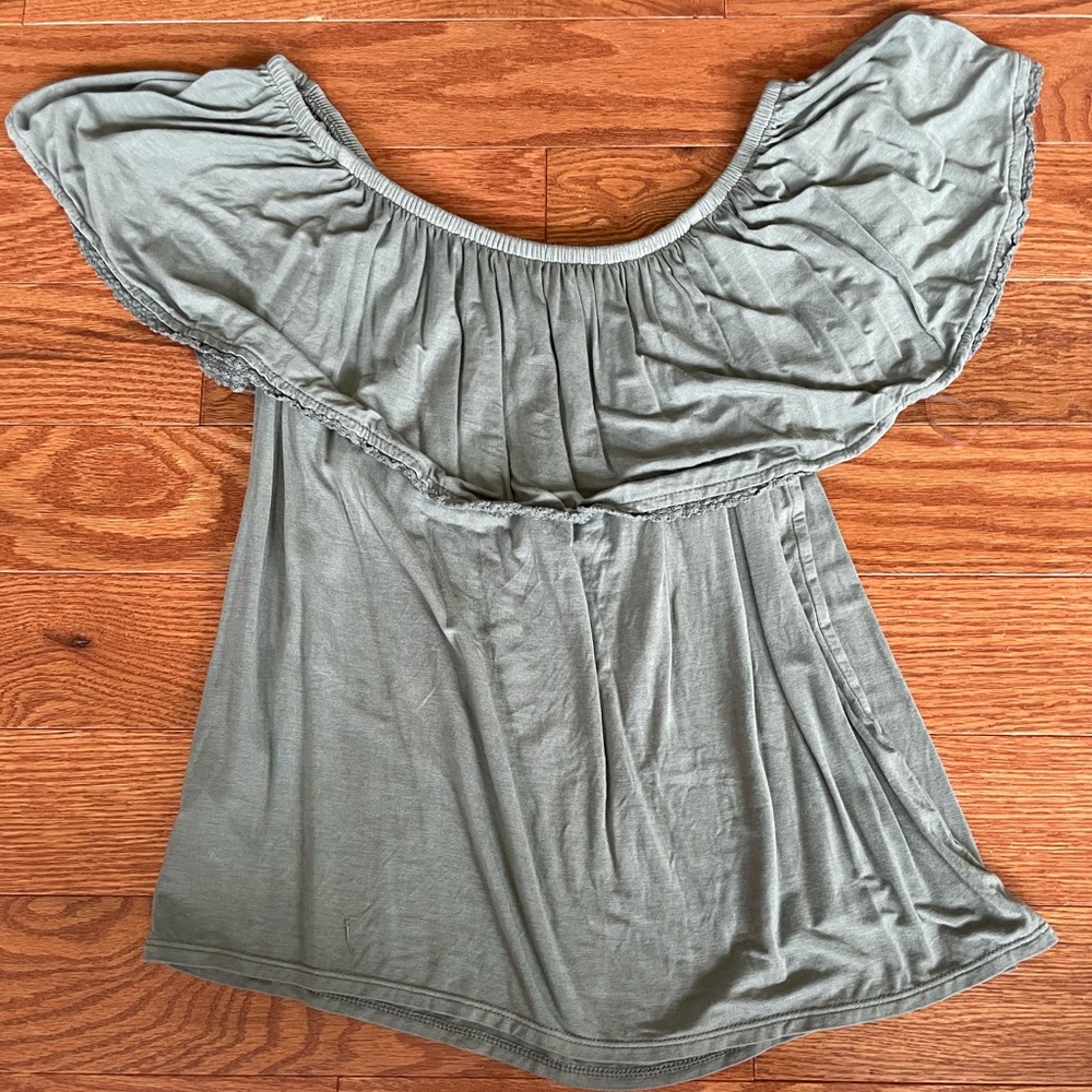 Light Green American Eagle Soft & Sexy Off the Shoulder Top